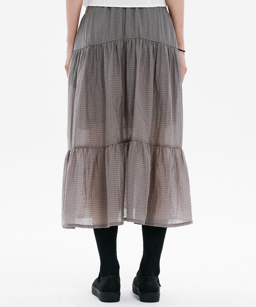 Hanahi Front Shirred Tiered Skirt Gray