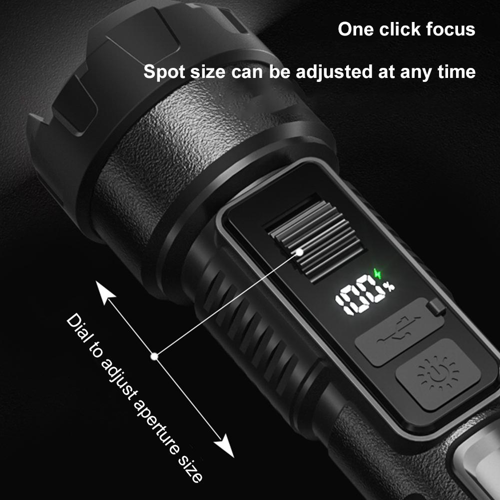 High Strong Power LED Flashlight Tactical Torch USB Rechargeable Zoom Emergency Lights For Outdoor Fishing Work Lamp