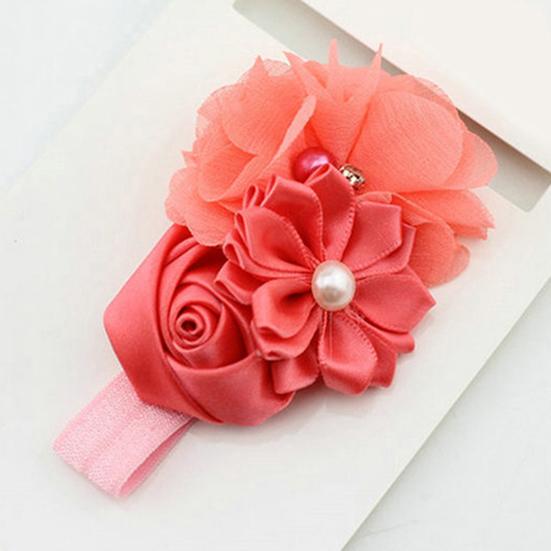 Headband Faux Pearl Skin-friendly Chiffon Baby Girls Bow-knot Kids Headwear for Birthday
