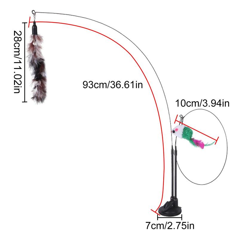 Cat Wand Toy Dual Head Fixed Feather Cat Toy Suction Cup Base Interactive Kitten Toys Kitten Tickle Artifact With Fixed Clip