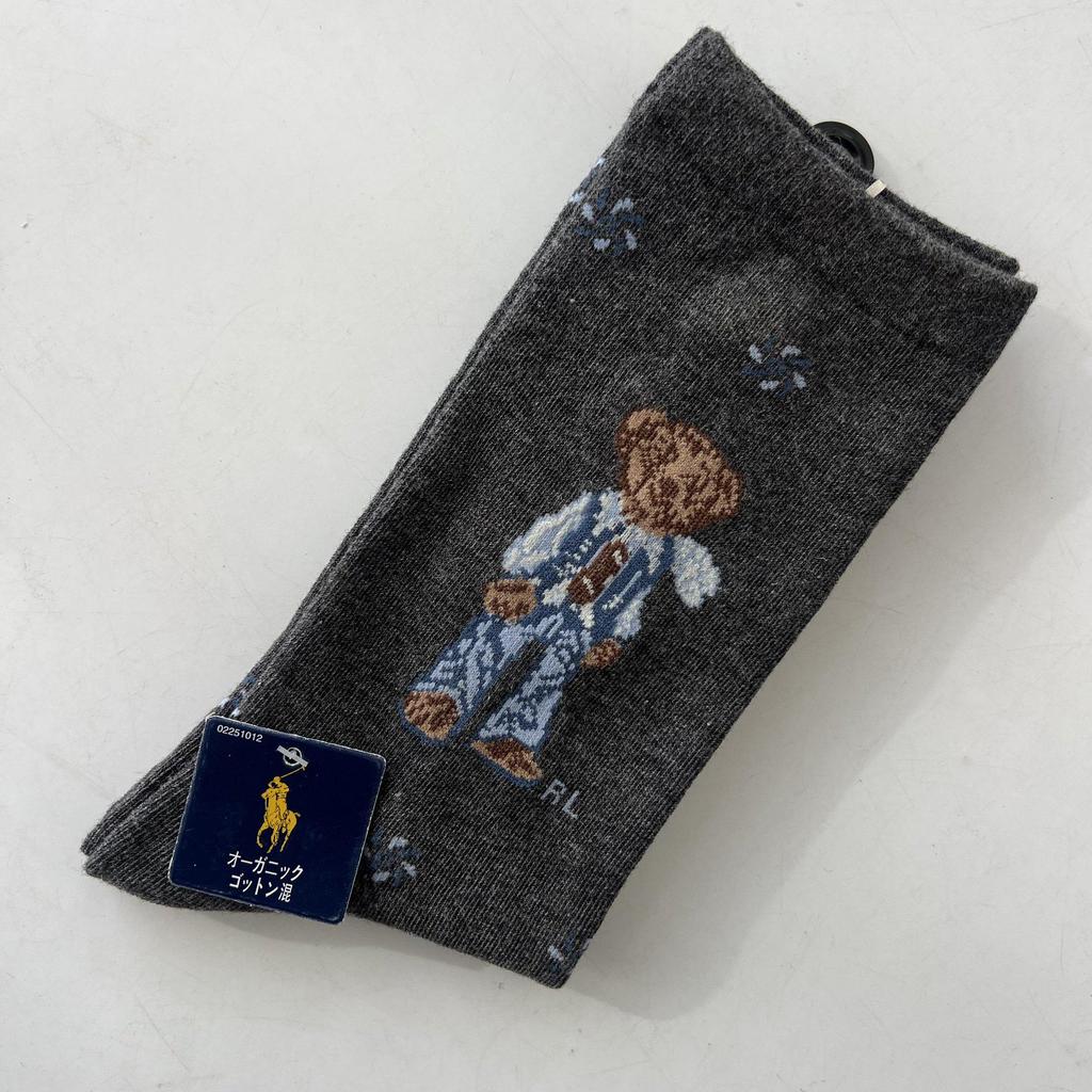 Trendy Mid-Calf Women's Cotton Socks - Four Seasons Style with Cartoon Little Bear Design