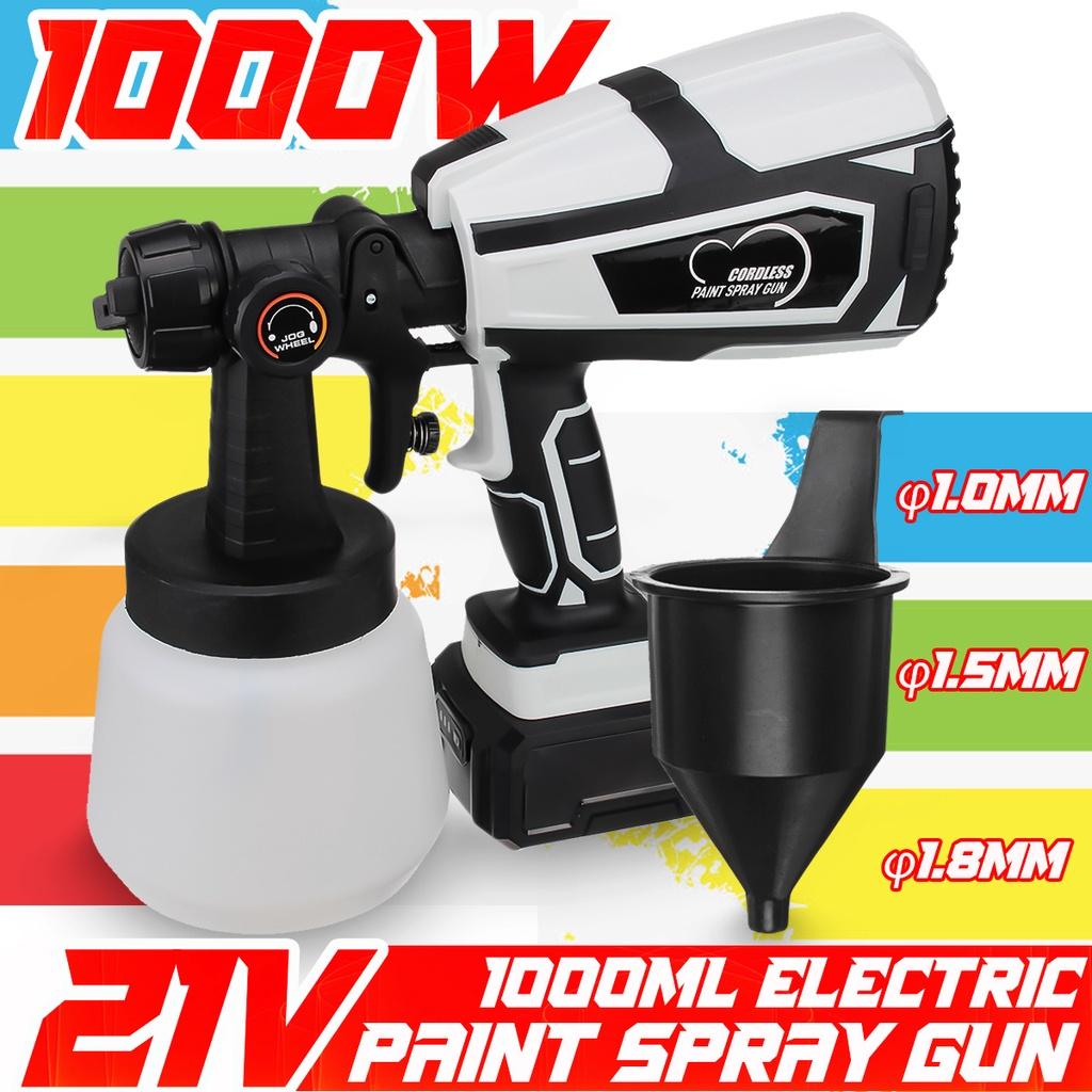 1000ML 21V Electric Cordless Spray Gun High Power Home Electric Paint Sprayer With 3 Nozzle Easy Spraying Perfect for Beginner