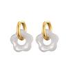 New Flower Resin Acrylic Drop Earrings Gold Color Round Circle Stainless Steel Ear Buckle Hoop Earrings For Women Jewelry Gift