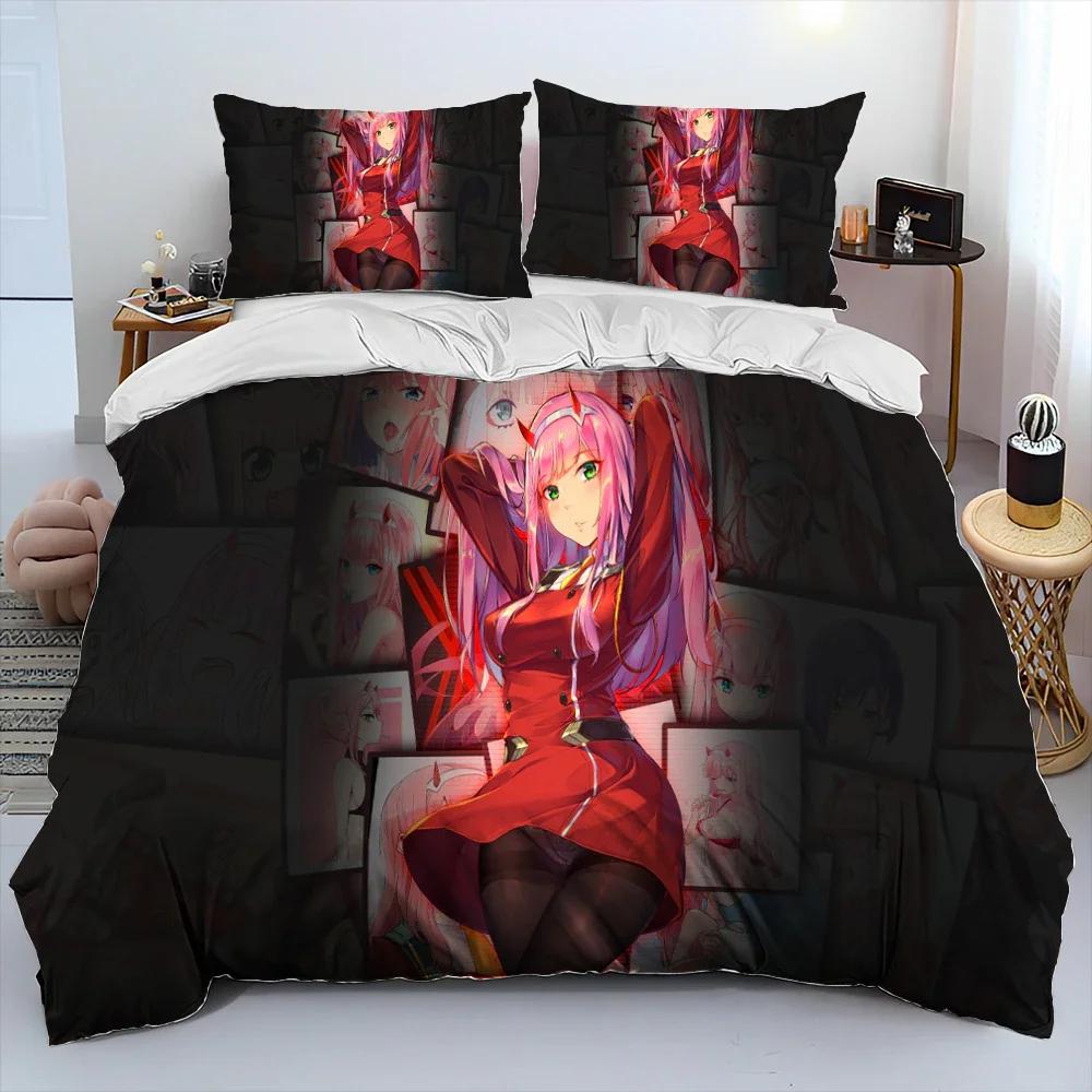 Zero Two Darling In The Franxx Cartoon Comforter Bedding SetDuvet Cover Bed Set Quilt Cover PillowcaseQueen Size Bedding Set