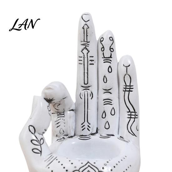 Gothic Home Ornament Palmistry Hand Incense Holder, Resin Statue, Decorative Spooky Halloween Table Decor Stick Ancient Mystical Palm Sculpture