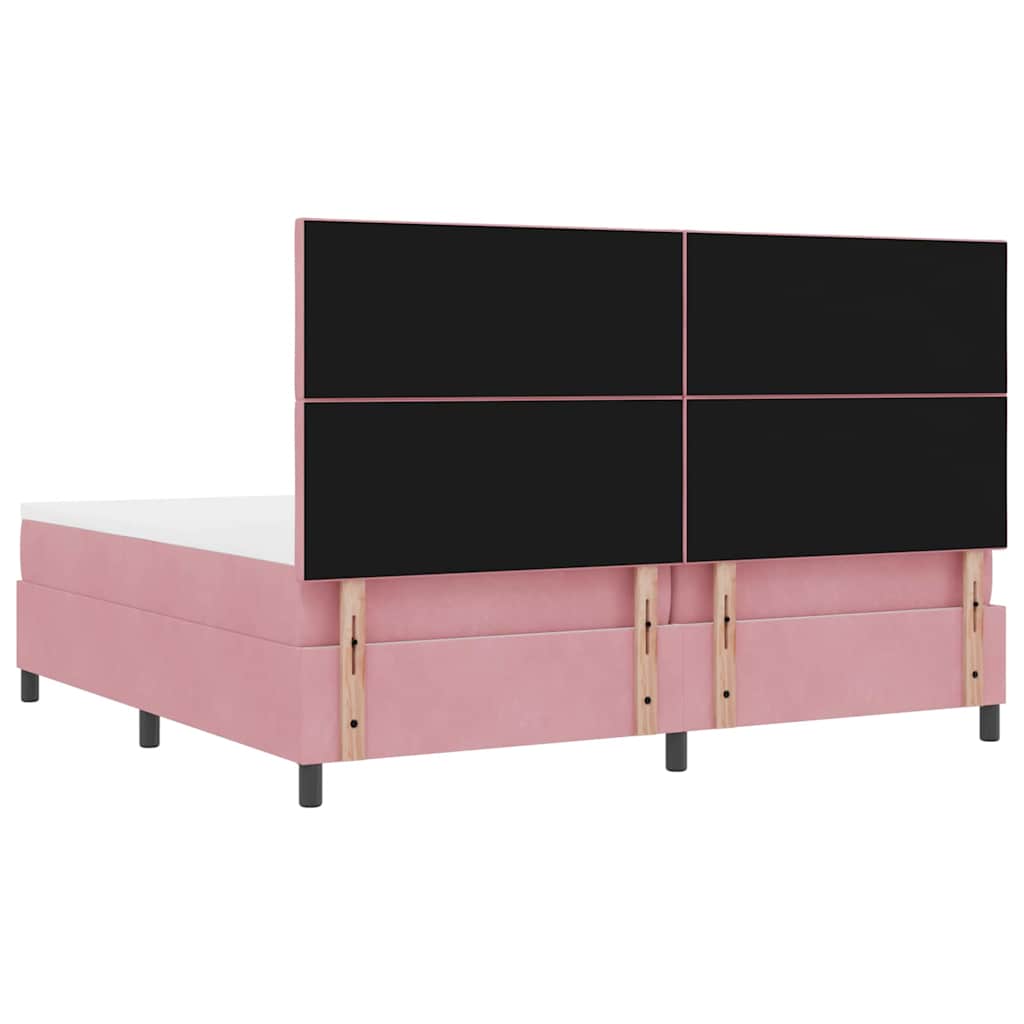 Box Spring Bed with Headboard Pink 200 x 200 cm Velvet