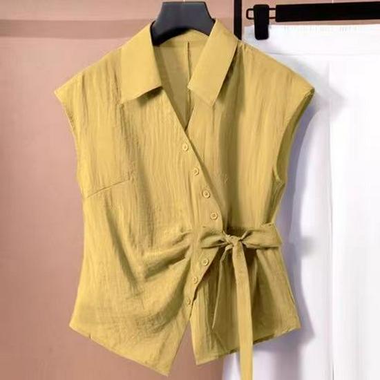 2026 Summer Irregular Short-Sleeve Shirt & Wide-Leg Pants Two-Piece Set