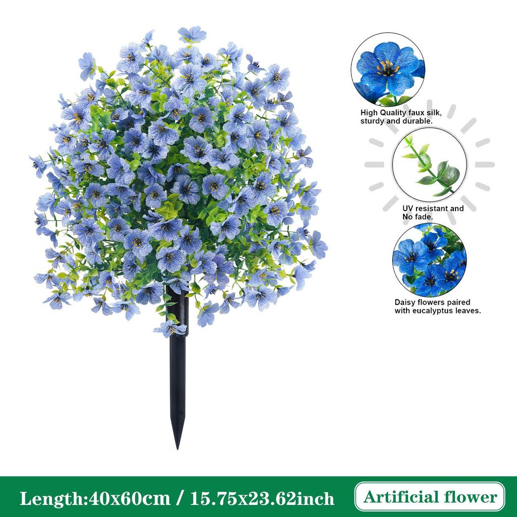 Violet Eucalyptus Garden Stake: Realistic Faux Flower Decoration with Ground Peg