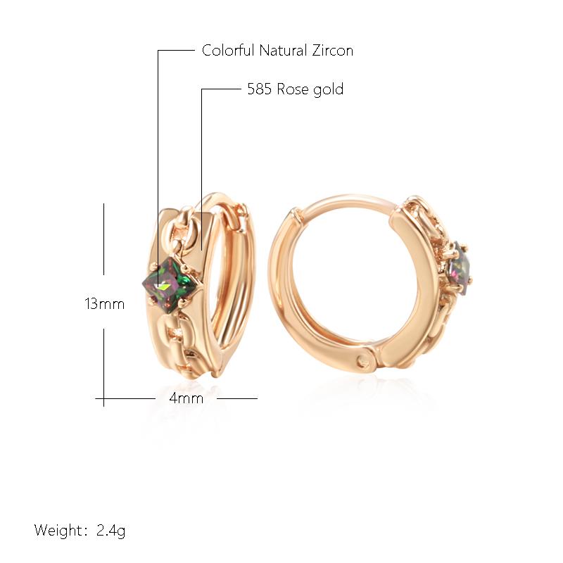 Fashion Colorful Natural Zircon Hoop Earrings For Women  Rose Gold Color Fashion Party Daily Jewelry Accessories