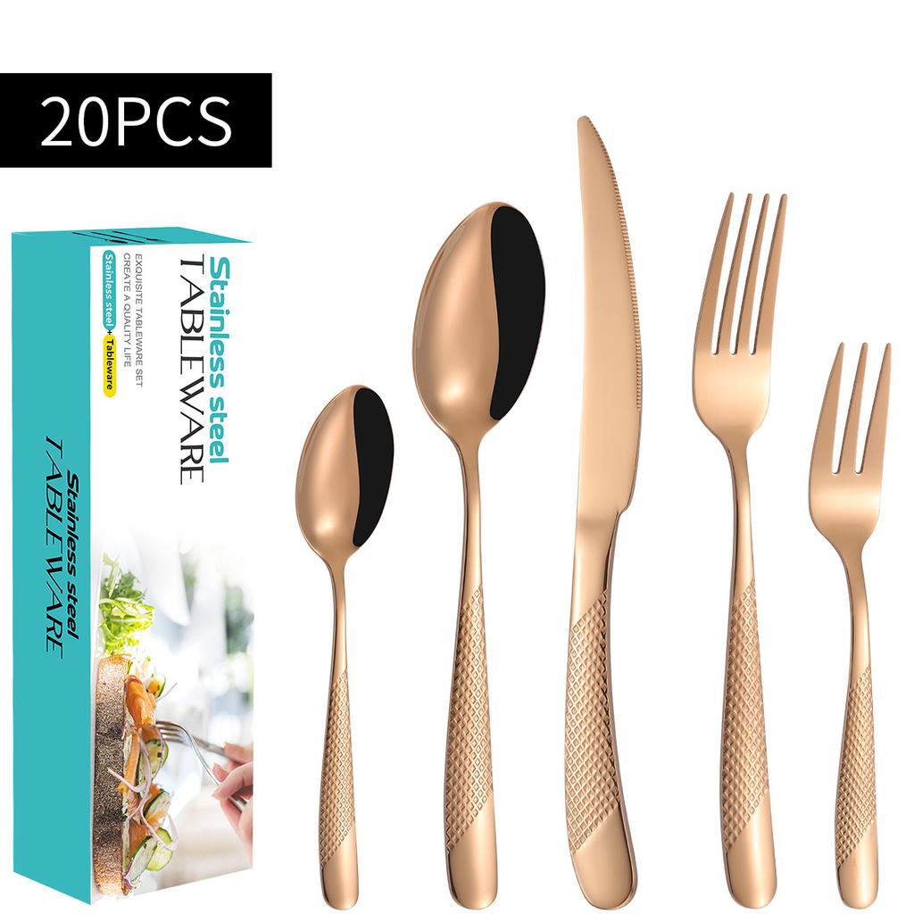 Stainless Steel Tableware Suit Steak Knife, Fork and Spoon 20/30 Pieces Suit Five Main Pieces Tableware