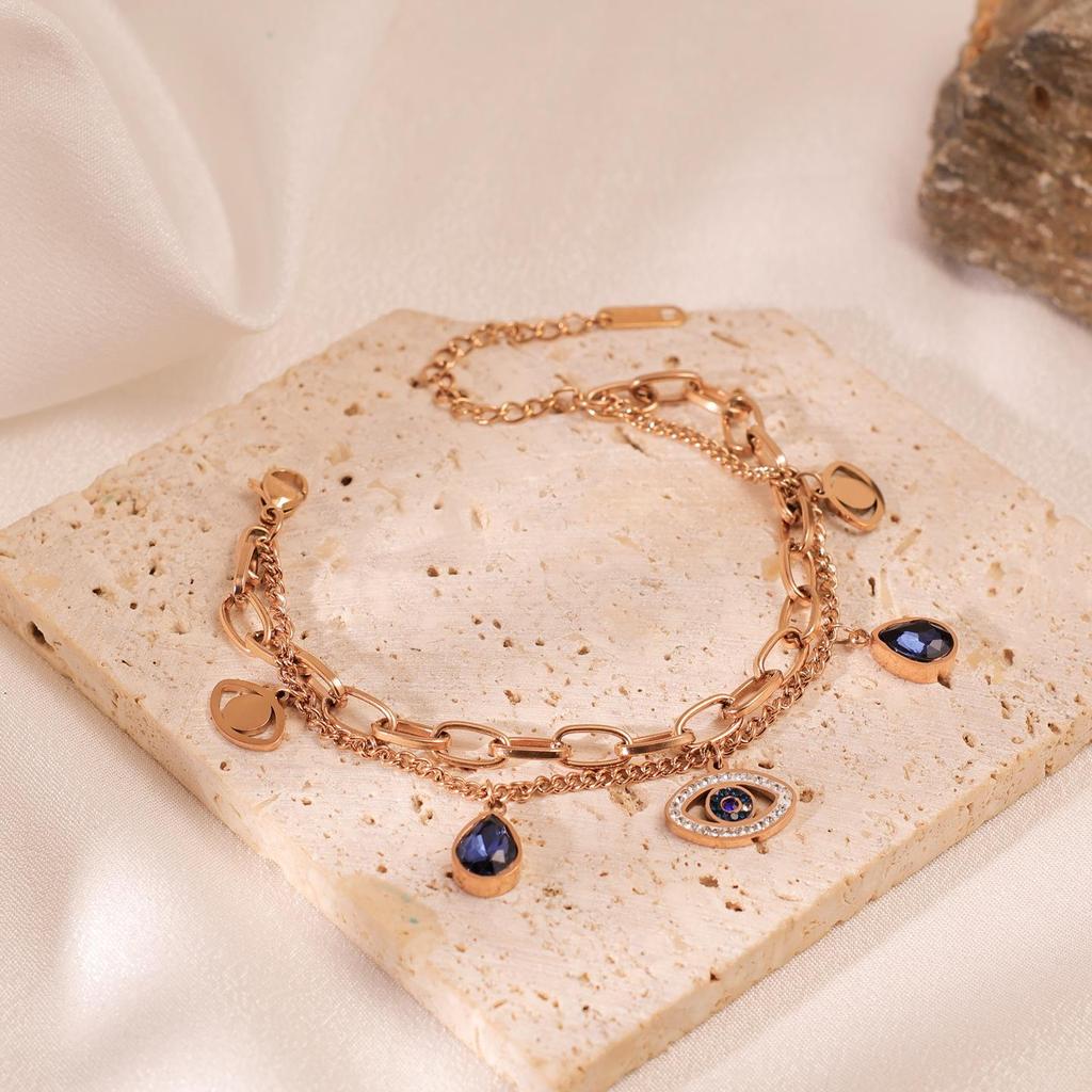 Double-Layer Devil's Eye Bracelet - Titanium Steel, Non-Fading, Japan & Korea Design