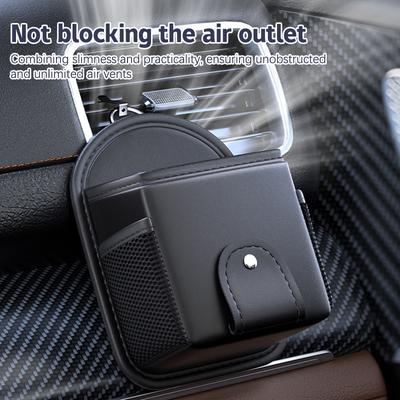 PU Leder Auto Handyhalterung Halterung Lüftungsschlitz Hängende Aufbewahrungsbox Auto Handytasche Schlüssel Brille Kleinteile Organizer Stütz Zubehör