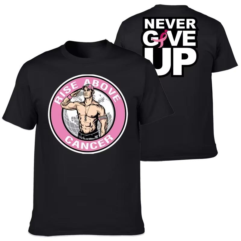 2025 John Cena Short-sleeved T-shirt Men's Pure Cotton Never Give Up Print Youth Casual Short-sleeved Summer Top Unisex Fashoin
