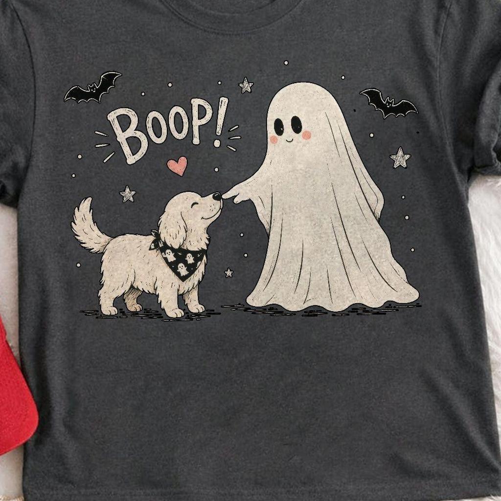 Boop Ghost Dog Comfort Color Shirt, Cute Halloween Ghost Shirt, Spooky Dog Lover Shirt