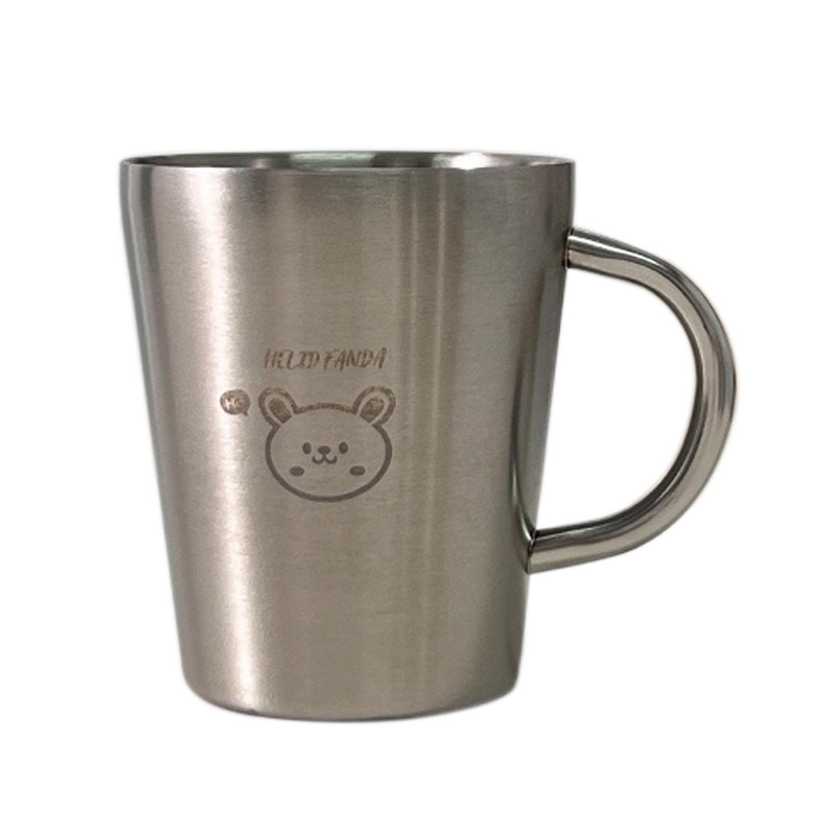 304 Edelstahl-Wasserbecher für Kinder mit Griff, süßer doppelschichtiger Trinkbecher, Trinkgeschirr, verbrühungshemmender Milchbecher für Kinder 301-400ml