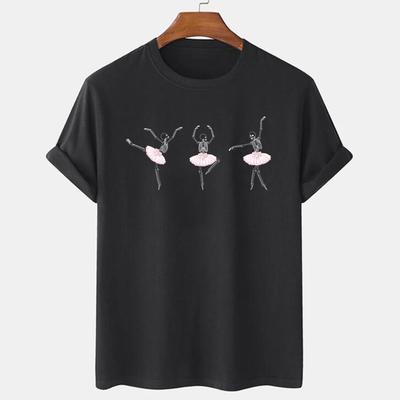 Skeleton Ballet Print Gothic TShirt Short Sleeve Retro Funny Halloween T Shirt Hippie Cute Graphic Tees Art Women Clothing