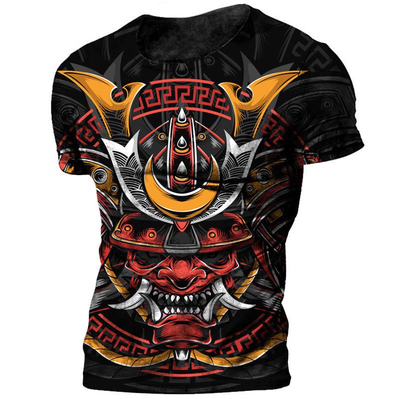 

Ethnic Style Design 3D Digital Printing Men s Fashionable Round Neck Short Sleeved T-shirt XS