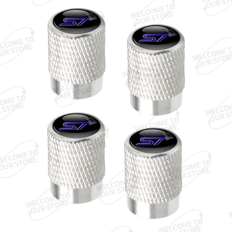 Aluminum For ST Logo Ford Focus Fiesta Mondeo Ecosport Puma Bronco C-MAX Hybrid 4pcs Car Decor Wheel Tire Valve Caps Stem Cover