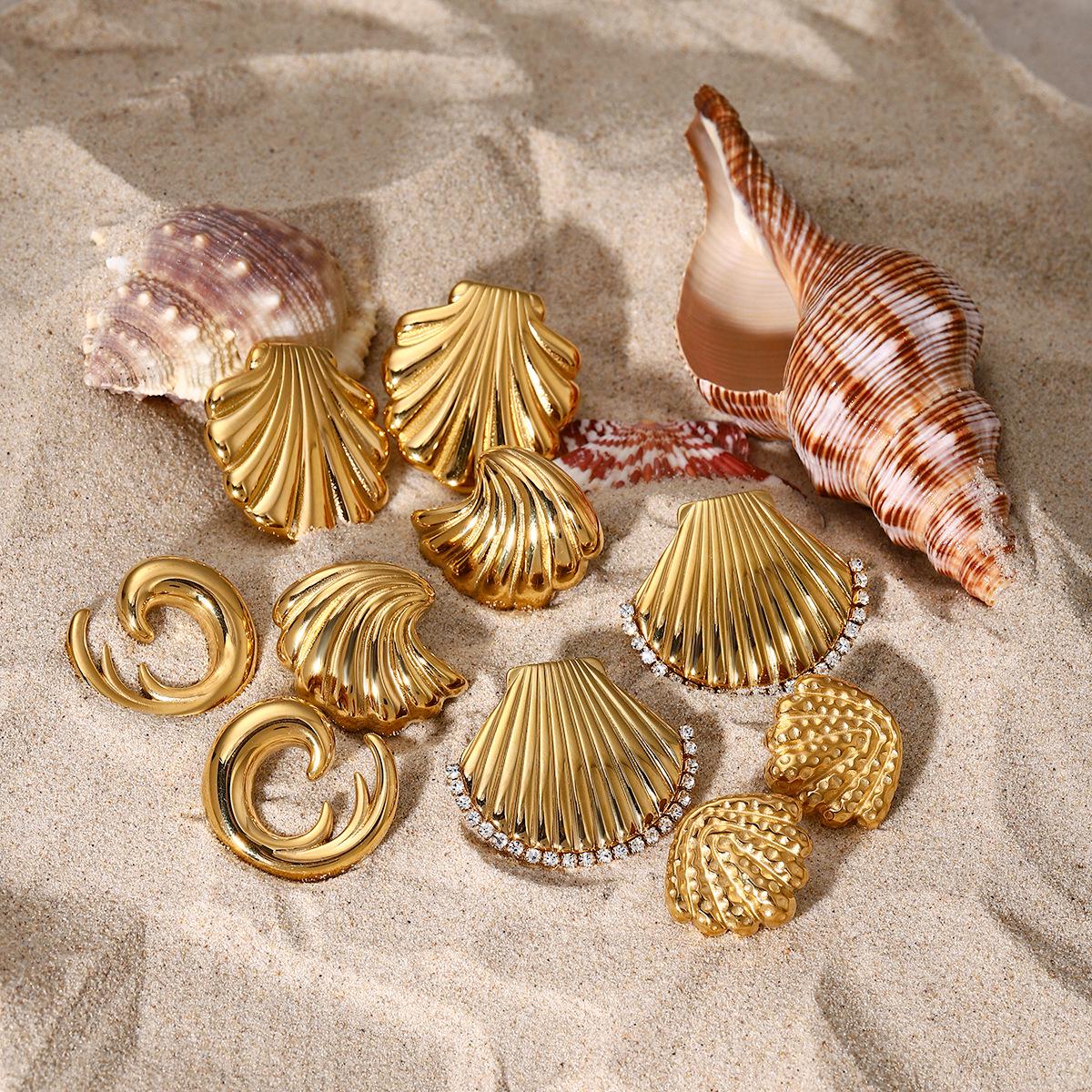 

Summer Shell Series Stainless Steel Earrings - Trendy Titanium Steel Beach Style