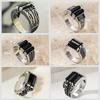 Vintage Pattern Black Face Zircon Ring Fashion Personality Trend Matching Alloy Hand  for Men