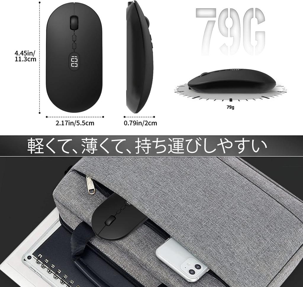 MAMBASNAKE X1 Wireless Mouse, 2.4GHz [Ultra-Slim Model with High Precision and Sensitivity], Quiet Click, Type-C Rechargeable, Power Indicator