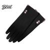 Button Wrist Gloves And Warm Weather Touch Women Cold Winter for Screen Soft Velvet Windproof