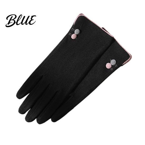Button Wrist Gloves And Warm Weather Touch Women Cold Winter for Screen Soft Velvet Windproof