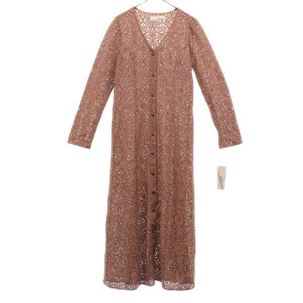 

unused Lily Brown Floral lace Long sleeve one piece F Brown Women Used