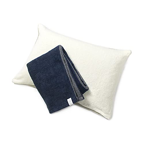 Iori Emu Pillowcase, Navy X Gray, Imabari Towel, 100% Cotton, Approx. 45 X 88cm