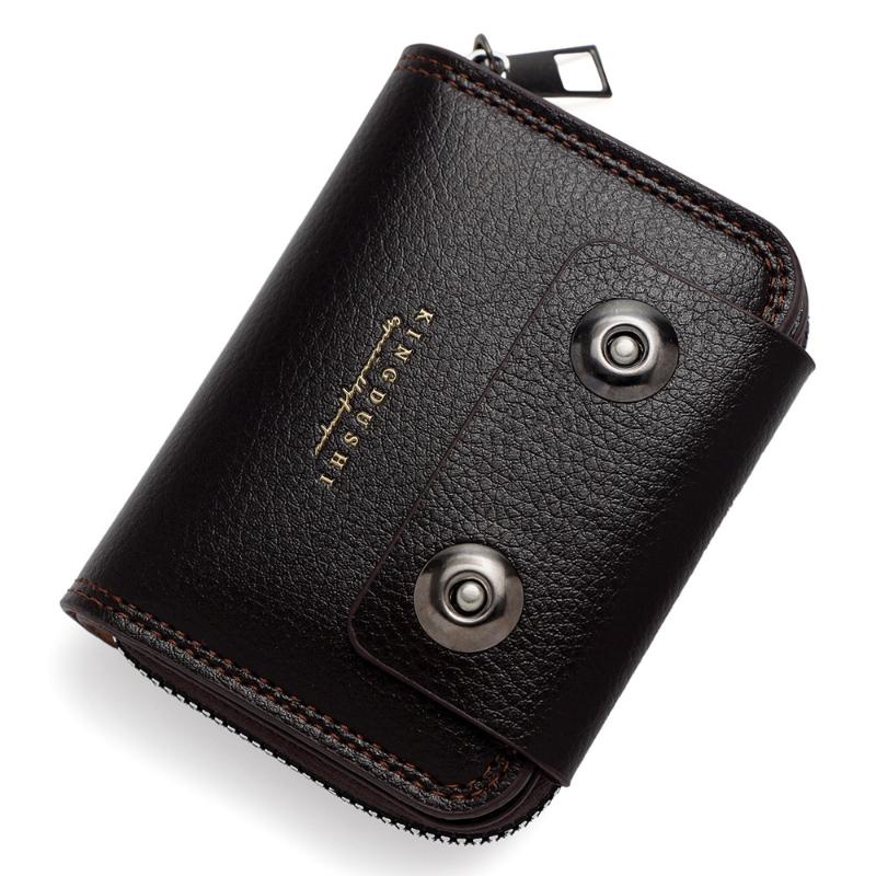 

High-Quality Pu Leather Men S Short Wallet Multi Slot Zipper Purse Portable Large Capacity Card Bag
