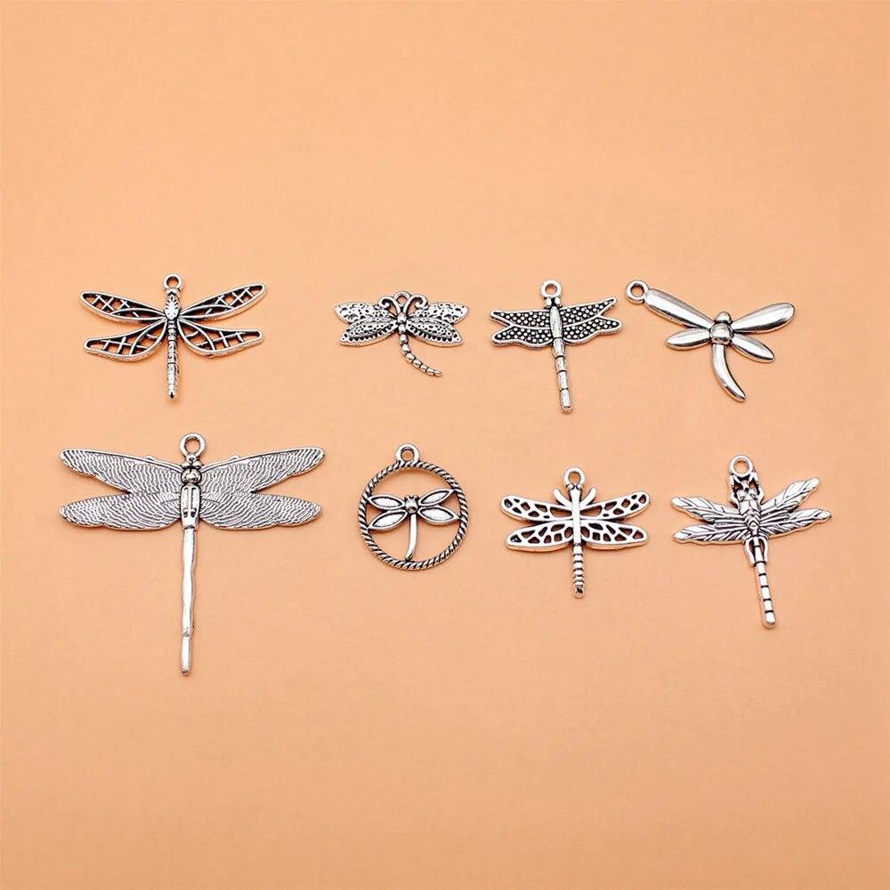 

Набор микс-подвесок в виде стрекозы и бабочки, аксессуары и аксессуары для ювелирных изделий A08-8pcs-Mix Size