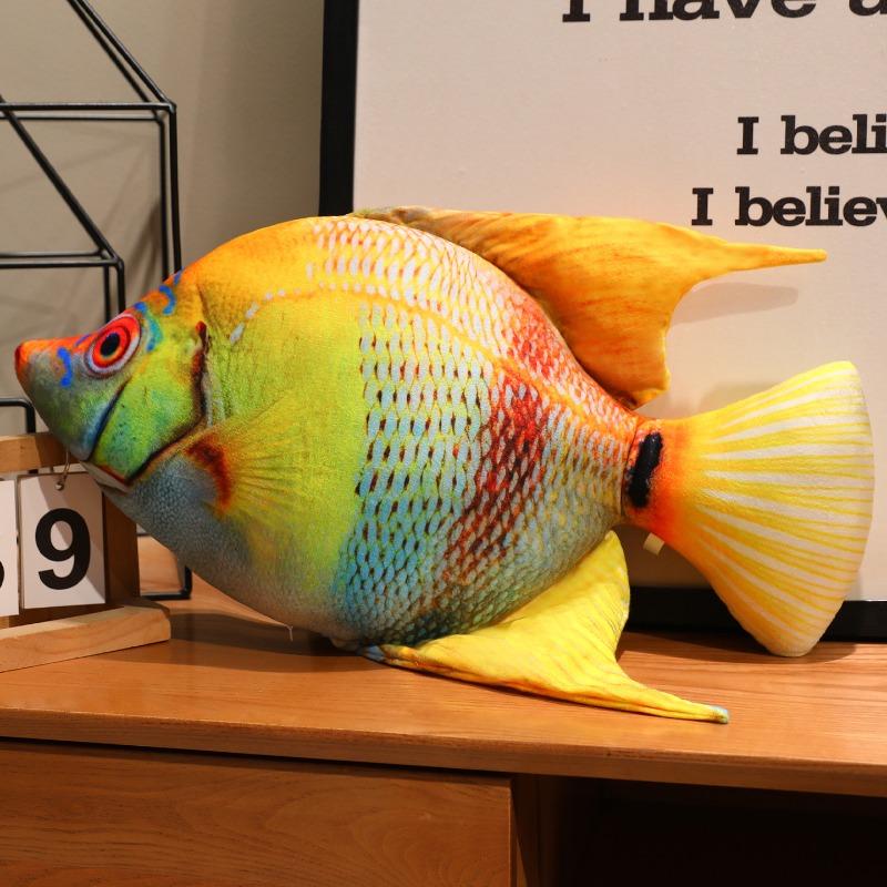 1PCS Creative Colorful Fish Cushion Pillow Simulated Sea Fish Figurine Sofa Living Room Decoration Ornaments Plush Cloth Doll Office Nap Pillows