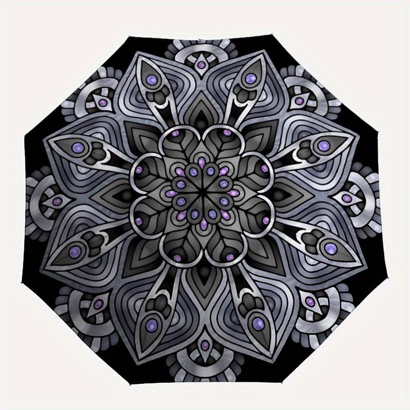 

1pc Mandala Pattern Automatic Open/close Folding Umbrella, Compact Portable Travel Umbrella, Perfect Birthday/Christmas, Cute Umbrella, Dura
