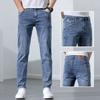 Summer new thin jeans men's straight slim-fitting high-end trendy brand casual versatile light-colored long pants