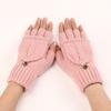 New Short Woolen Fingerless Gloves with Flip-top Fringes for Autumn and Winter Warm and Fashionable Knitted Half Finger Sleeves for Women