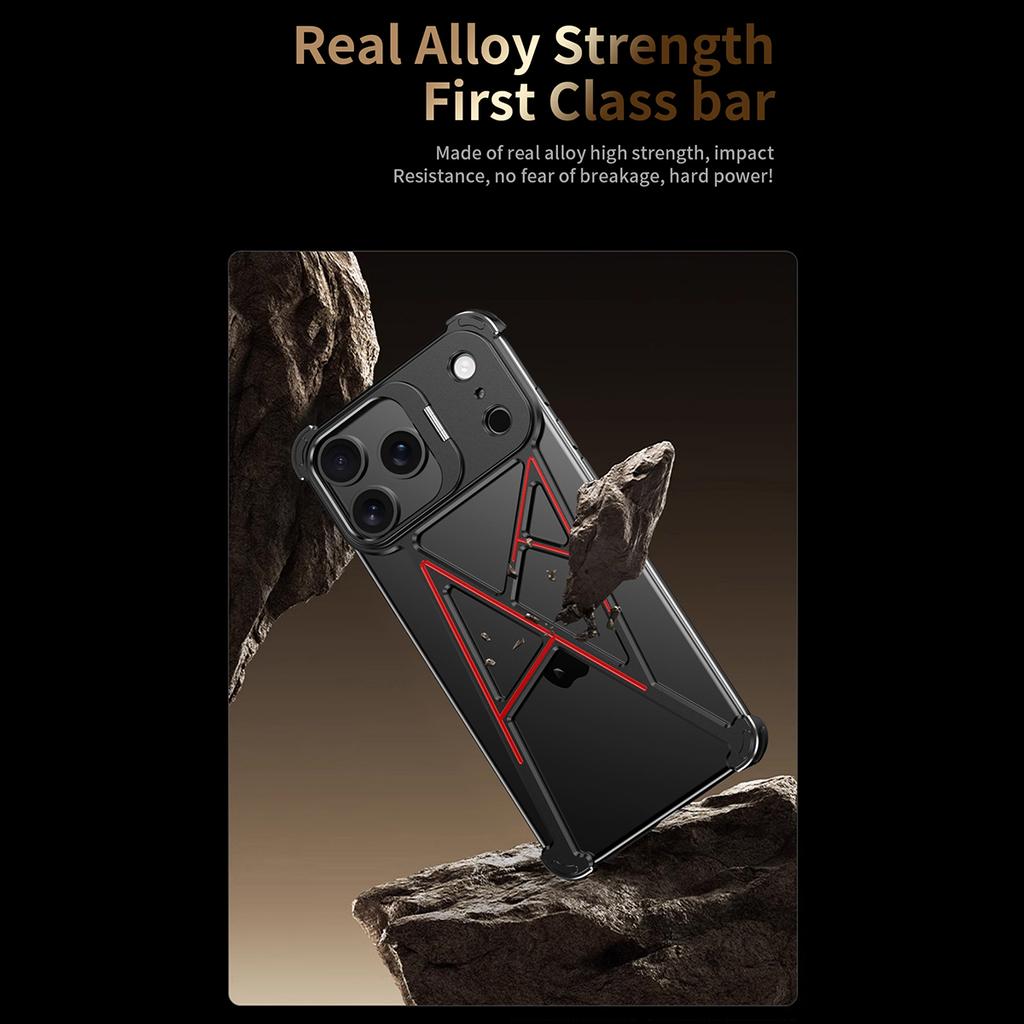 For iPhone 17 Pro Max Bumper Case Four Corner Airbag Kickstand Boardless A-Shape Metal Phone Cover