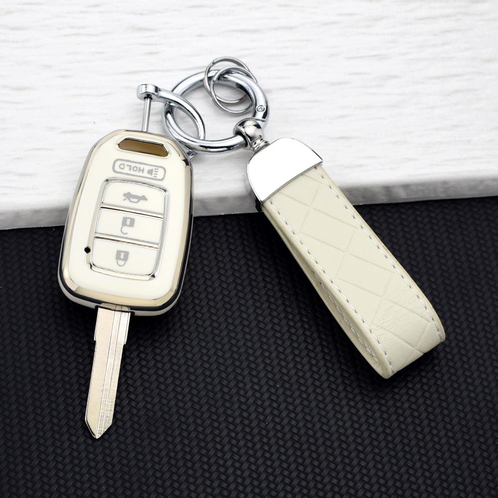 Soft TPU Car Key Cover Case For Honda Accord CRV CIVIC HR-V Jazz Auto 4 Buttons Key Fob Shell Holder Key Chain Set Accessories