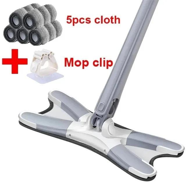 Floor Mop X-Shaped Microfiber Mop Floor Cleaning Mop 360° Rotating Hand-Free Washing Wood Squeeze Mop for Home Kitchen Cleaning