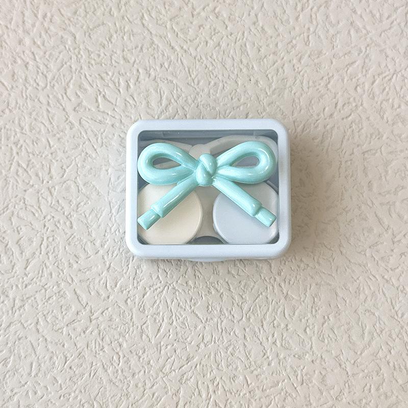 Candy Color Contact Lenses Box Cute Bow Portable Contact Lens Case with Tweezer Suction Stick Set for Travel Kit Holder