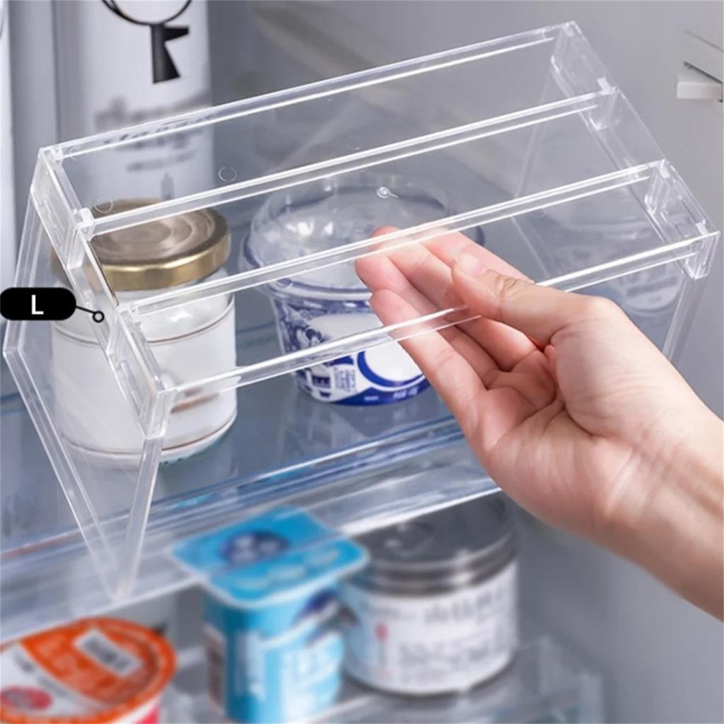 Organizery do lodówki Stojak do przechowywania Półki warstwowe Separatory do lodówki Przezroczysty Stojak na blat Oszczędność miejsca Akcesoria kuchenne