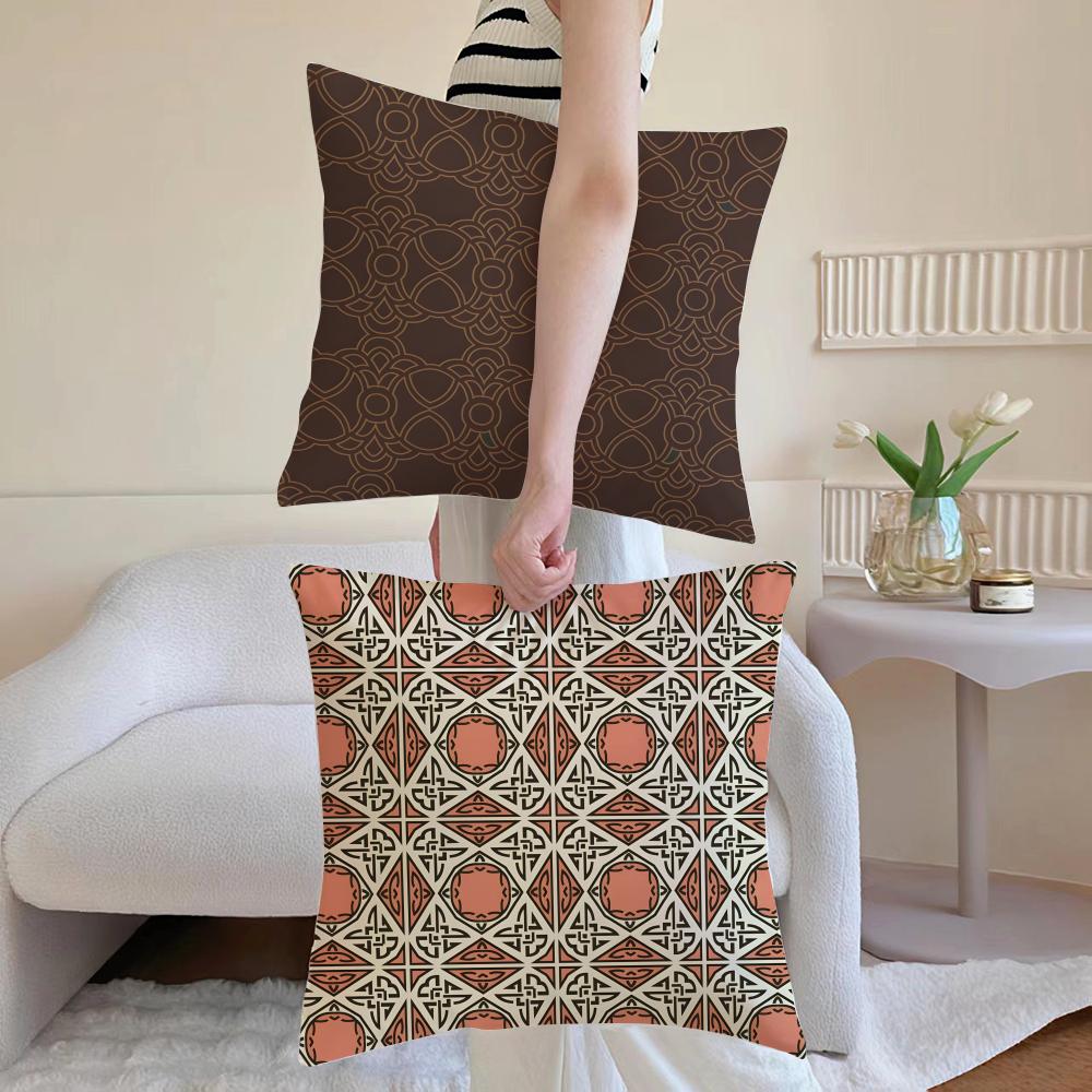 Chinese-Style Copper Coin With Circular Patterns Cushion Cover Linen Cushion Cover Soft Decorative Case For Sofa Home Decor