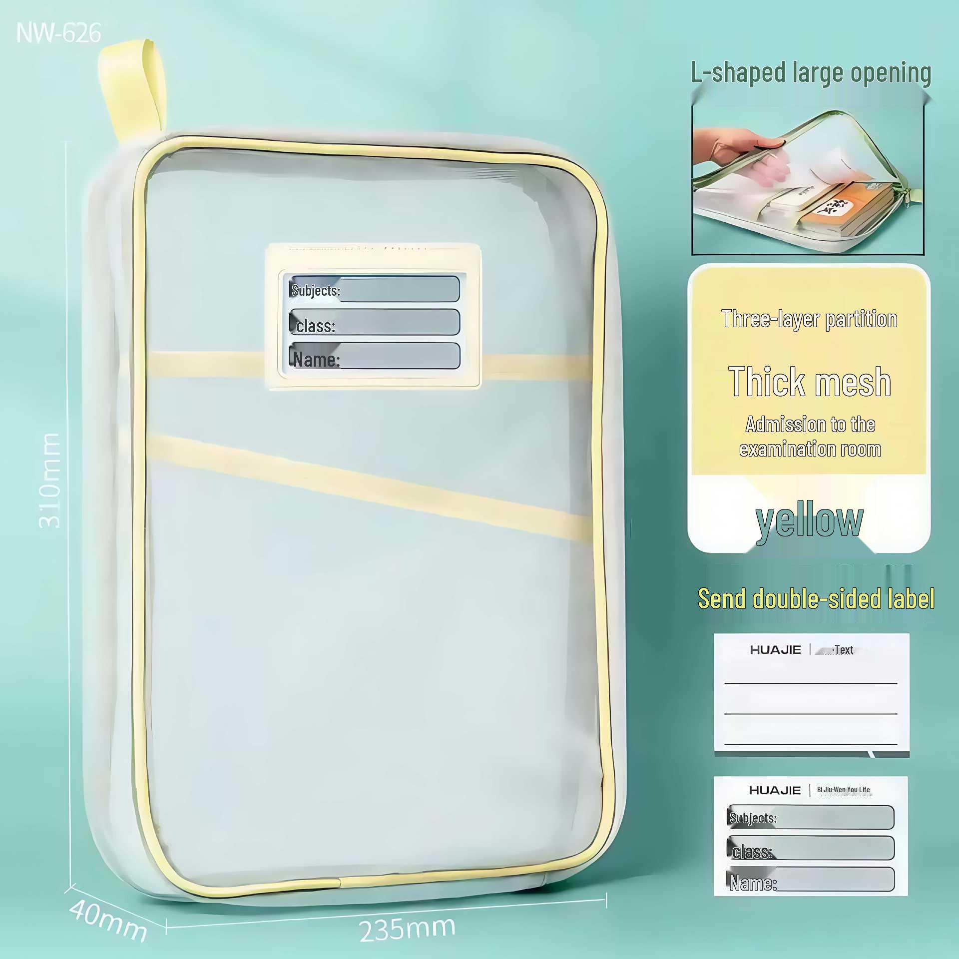 A4 Student Multi-layer Mesh File Bag - Transparent L-shaped Storage for Exams & Books