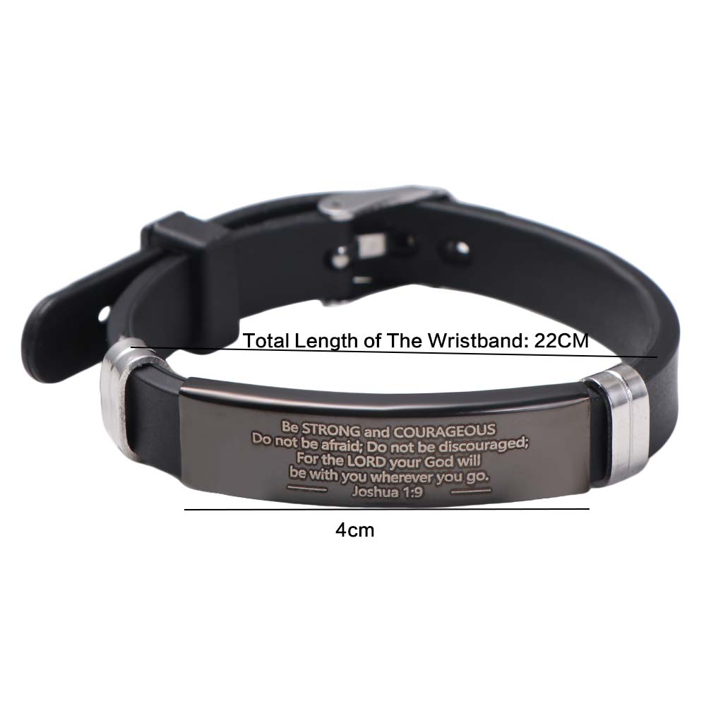Silicone Material Christian Faith Bracelet Black Stainless Steel Inspirational Bracelet  Church