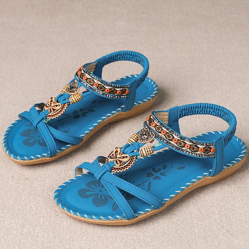 Mada Moteriški sandalai Bohemijos stiliaus Moteriški plokščiapadžiai sandalai Vasara 2025 Sandalias De Mujer Nauji vasariniai batai Moteriški vasariniai batai Moteriški