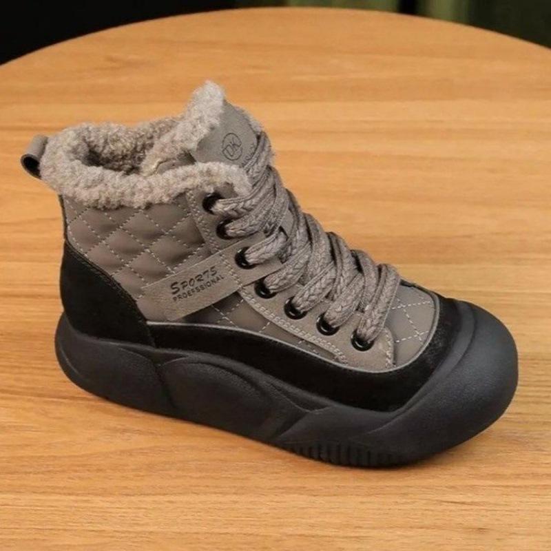 

Модные женские зимние туфли из кашемира и кожи на толстой подошве с плоским дном и мягкой подошвой 35 серый