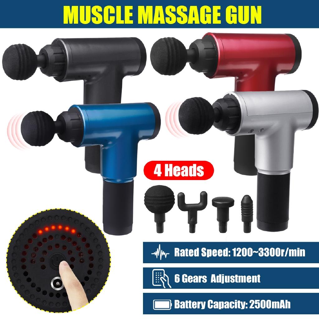 6 Gears 4 Heads 3300r/min  Therapy Massage Guns Muscle Massager Pain Sport Massage Machine Relax Body Slimming Relief