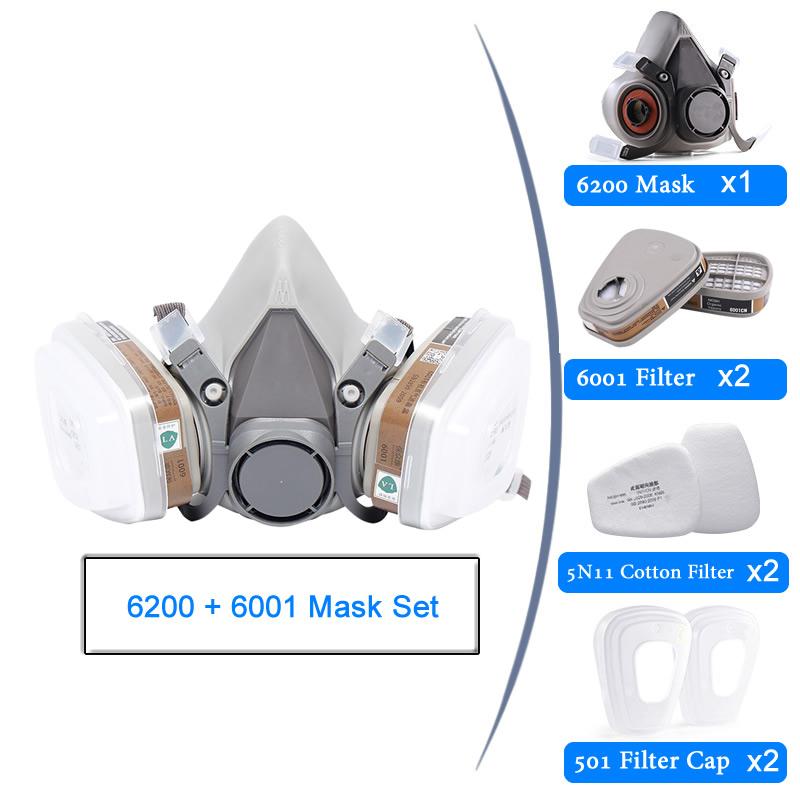 

7-в-1 6200 пыли с фильтром 6006/6001 5N11 501 химический респиратор на половину лица для покраски, распыления, полировки, безопасен для работы