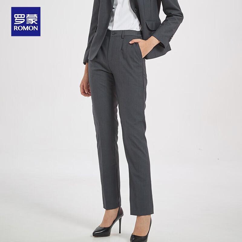 Luomeng Women's High-Waist Business Straight-Leg Trousers