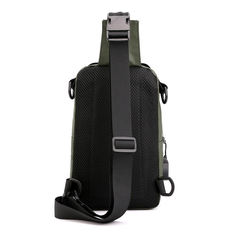 Men's Fashionable Waterproof Nylon Chest & Shoulder Bag with Charging Feature