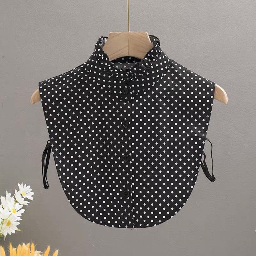 Polka Dots Shirt Detachable Collar Front Tie White Fake Collar Women Stand Detachable Collar Fake Vintage False Blouse Collar